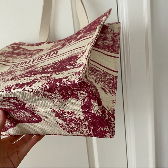Brand New Christian Dior Red Dioriviera Print Paper Straw Tote Bag XL size - Picture 10 of 14